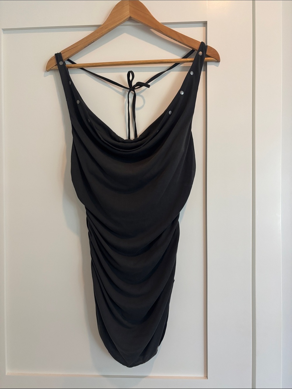NWT Free People Draped Black/Dark Grey Top with Cowl Neck